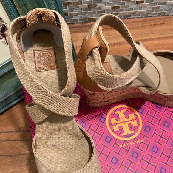 🌊EUC Tory Burch Adonis Peep-Toe Cork Wedge Espadrilles🌊 - Picture 3 of 10